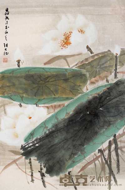 张大壮 荷花 立轴 44×67cm
